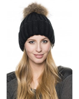 fur bobble woolly hat